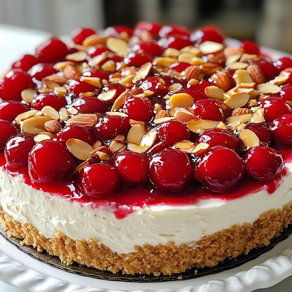 Creamy No-Bake Cherry Almond Cheesecake Delight