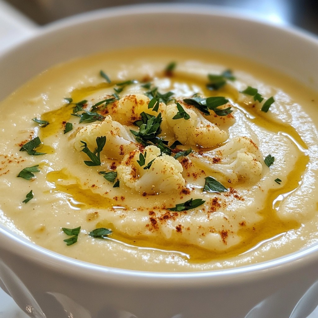 Roasted Garlic Cauliflower Soup Creamy and Flavorful