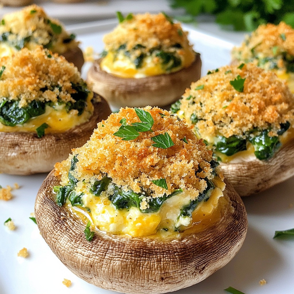 Creamy Garlic Spinach Stuffed Mushrooms Delight