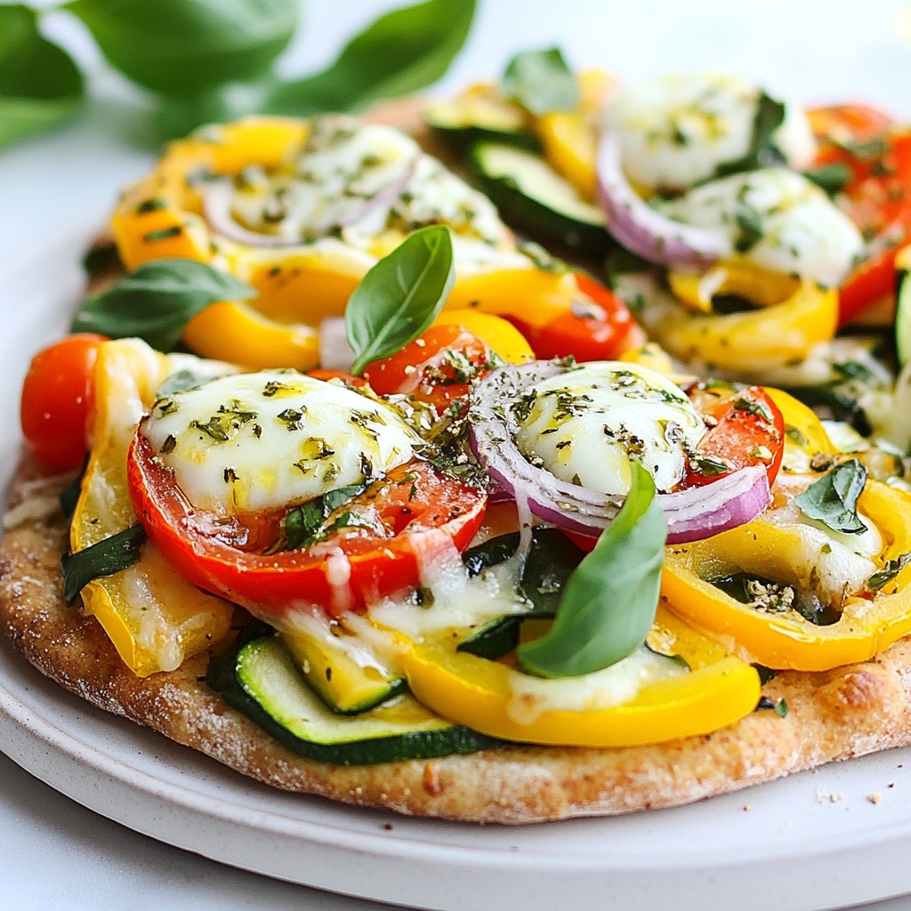 Rainbow Veggie Flatbread Pizza Fresh and Healthy Dish