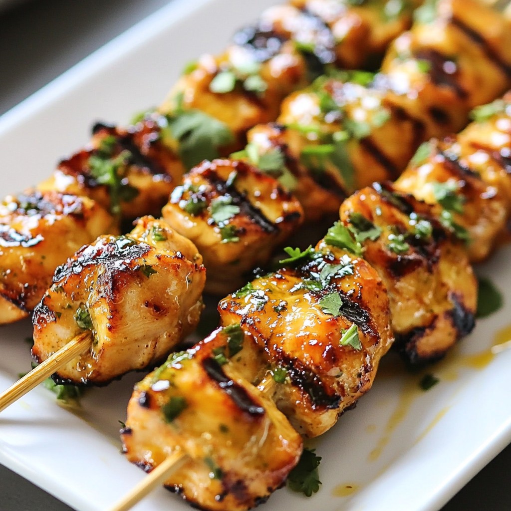 Honey Garlic Cilantro Chicken Skewers Tasty Grilling Delight