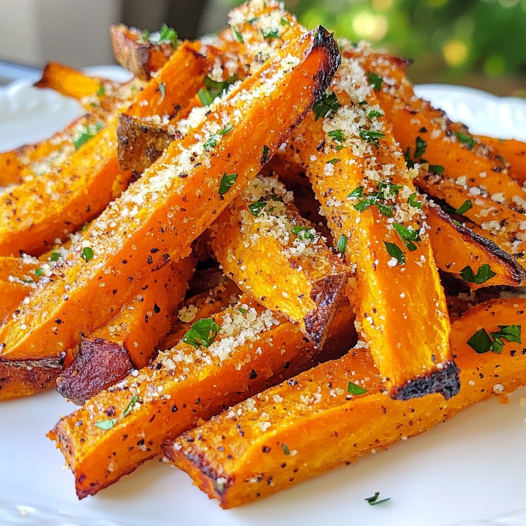 Garlic Parmesan Sweet Potato Fries Crispy and Tasty